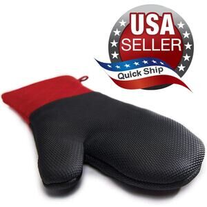 Grill Mitt by Mainstays • Black & Red • Heat Resistant Neoprene Palm • NOS